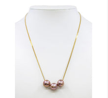 Load image into Gallery viewer, Cristina V Floating Triple Pearl Necklace (Grey Pearl, White Pearl, Mauve Pearl)
