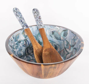Wooden Salad Servers, Pewter Shells