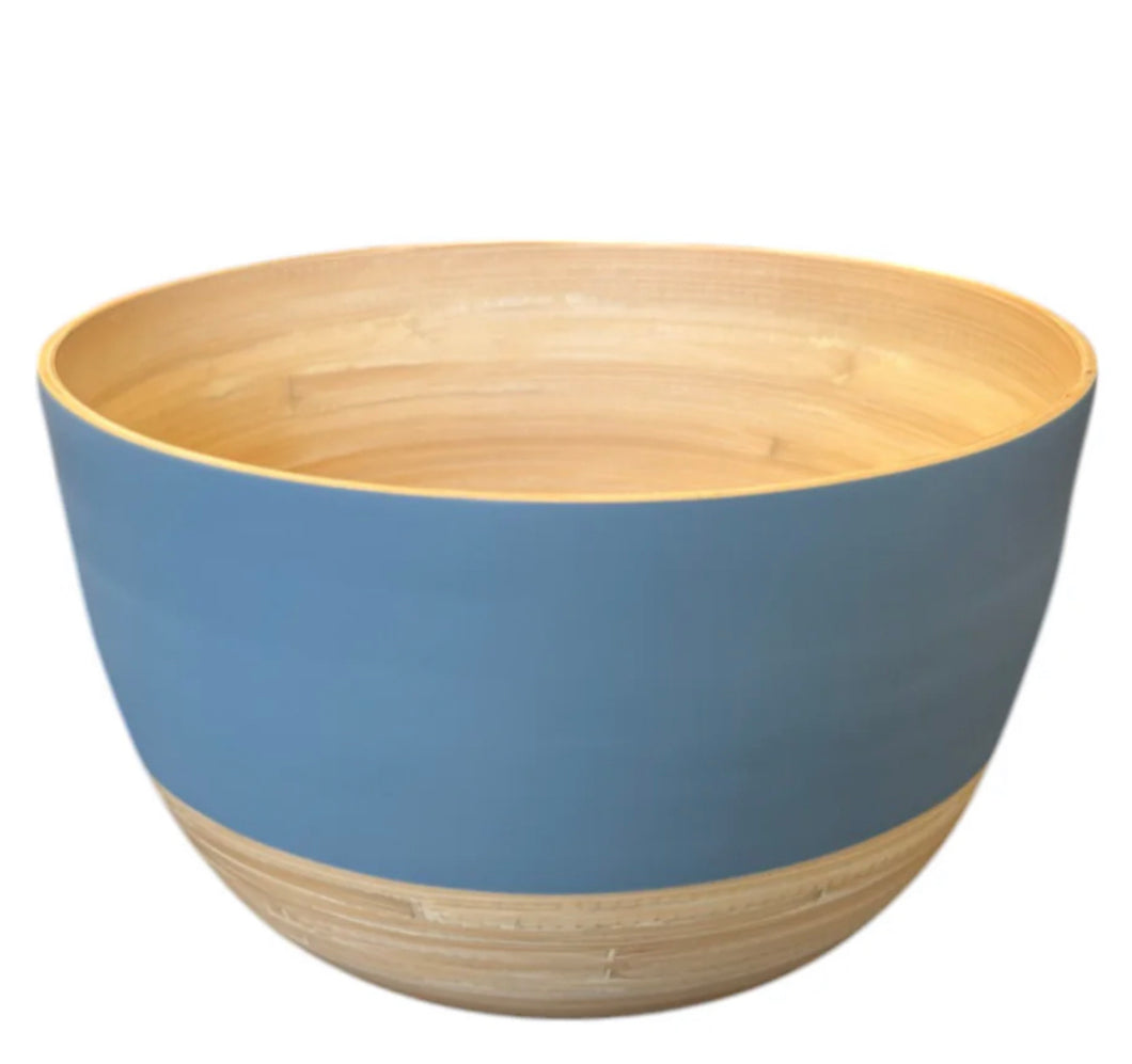 Bamboo Large Serving Bowl (White, Blue)