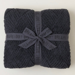 Barefoot Dreams CozyChic Diamond Weave Blanket (Carbon, Cream, Oyster)