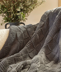 Barefoot Dreams CozyChic Diamond Weave Blanket (Carbon, Cream, Oyster)