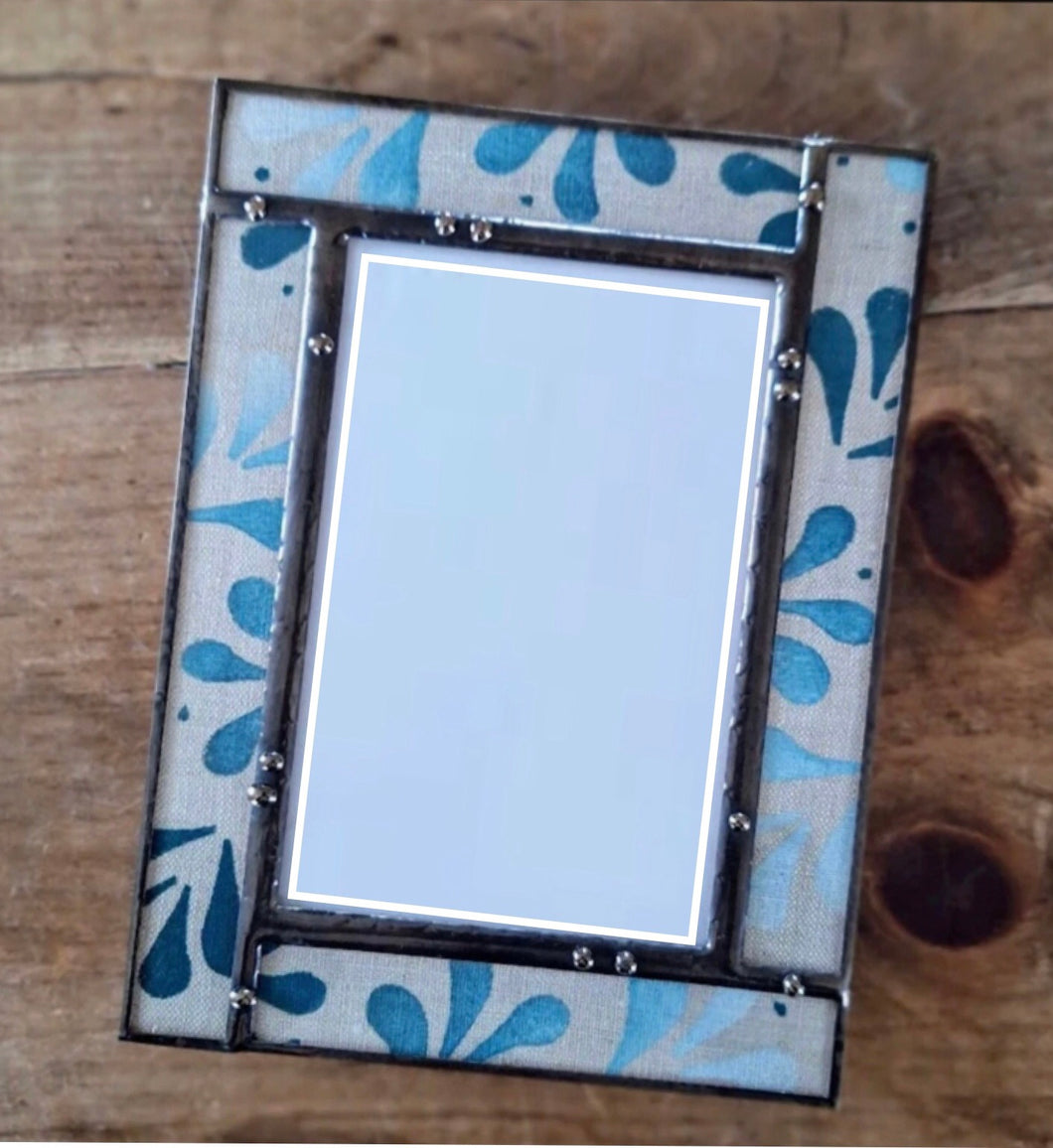 Hand Blocked Linen Indigo Frame  (2 Styles)