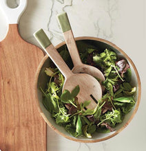 Load image into Gallery viewer, Wood + Enamel Salad Servers
