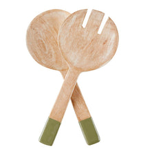 Load image into Gallery viewer, Wood + Enamel Salad Servers
