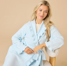 Load image into Gallery viewer, Short Ruffle Chenille Robe, Light Blue
