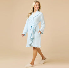 Load image into Gallery viewer, Short Ruffle Chenille Robe, Light Blue
