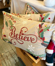 Load image into Gallery viewer, Embroidered Believe Linen Pillow
