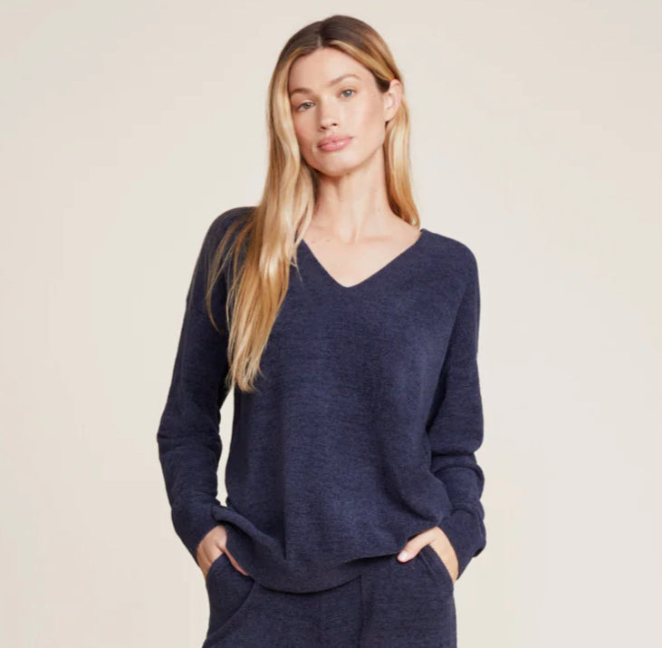 Barefoot dreams★CozyChic フルジップ Vネック ラウンジャー★ Barefoot Dreams CC Full Zip V Neck Lounger in He Dusty Rose