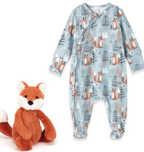 Foxy Forest Bamboo Baby Zipper Romper