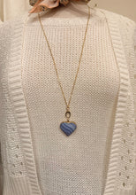 Load image into Gallery viewer, Cristina V Blue Lace Agate Heart Charm on Adjustable Clip Chain
