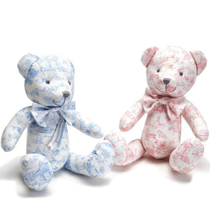 Toile Teddy Bear (Pink, Blue)