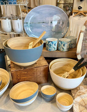 Load image into Gallery viewer, Bamboo Large Mixing Bowl (White, Blue)
