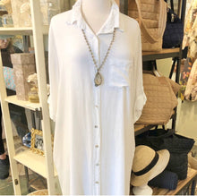 Load image into Gallery viewer, Linen Shirt Dress (Cocoa, White) - ONLY 4 LEFT

