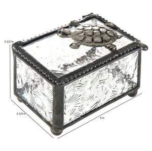 Sea Turtle Textured Glass Trinket Box