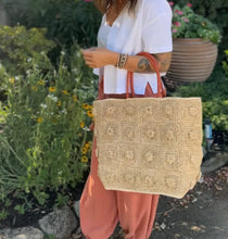 Load image into Gallery viewer, Flower Power Crochet Straw Basket Bag
