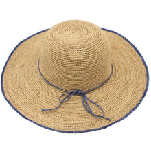 Load image into Gallery viewer, Rachel 4" Brim Crochet Straw Sun Hat, Denim

