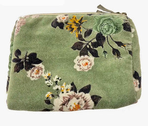 Velvet Floral Zip Pouch, 4 Styles