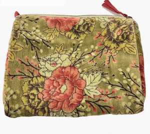 Velvet Floral Zip Pouch, 4 Styles