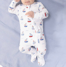 Load image into Gallery viewer, Bubbly Sailboats - 2 Way Zipper Footie
