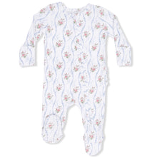 Load image into Gallery viewer, Heirloom Rose Stripe - 2 Way Ruffle Back Zipper Footie
