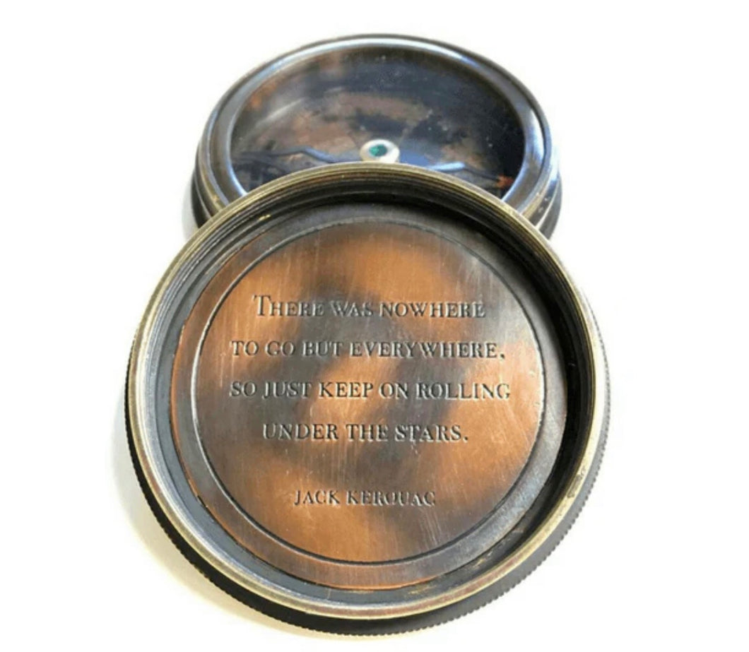 Quote Compass with Leather Pouch