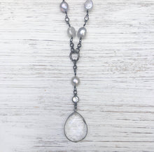 Load image into Gallery viewer, Long Crystal Teardrop Necklace
