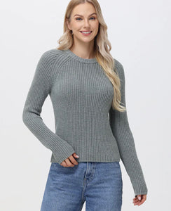 Jane Crewneck Sweater, Smoke Grey