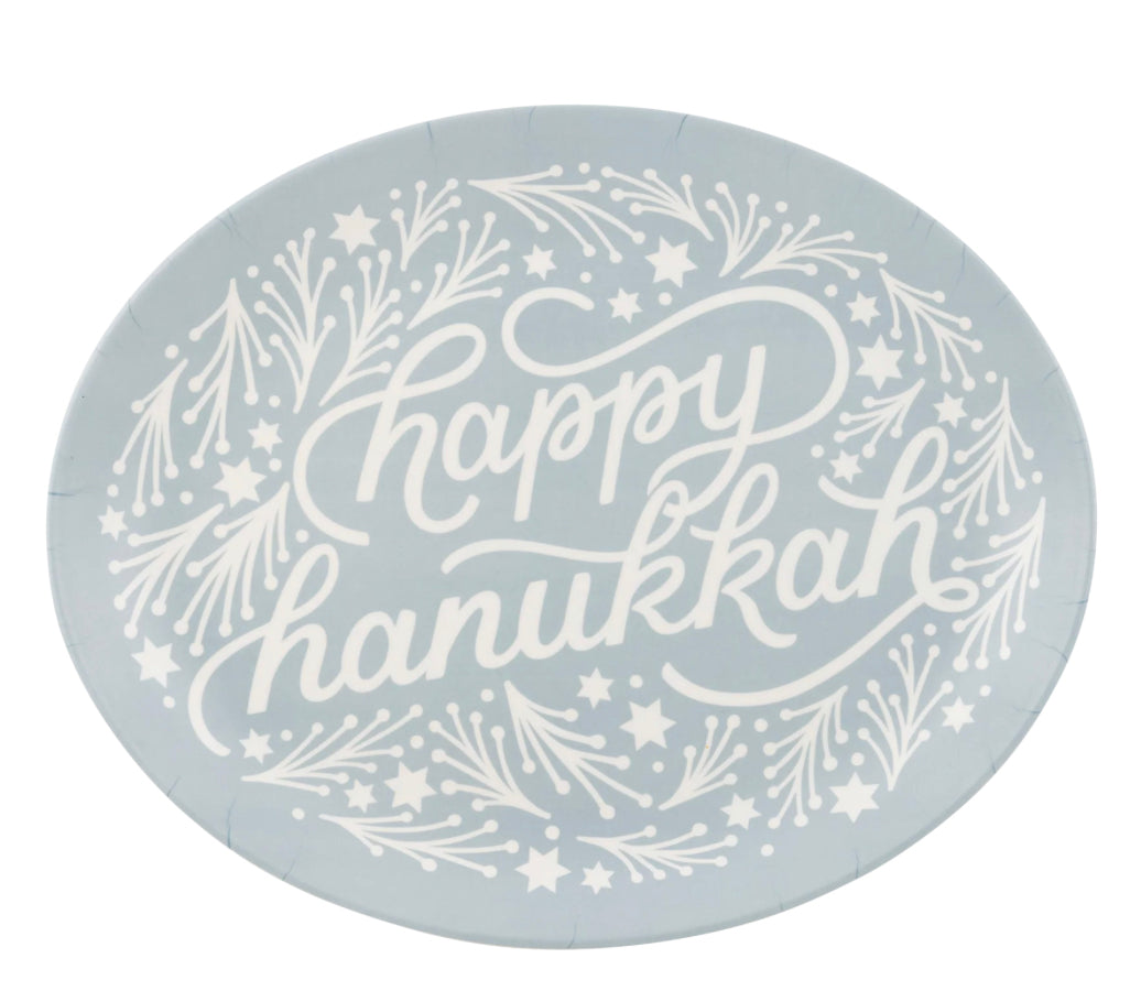 Happy Hanukkah Oval Tray