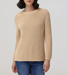 Emma Crewneck Shaker Sweater, Wheat