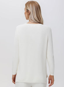 Emma Crewneck Shaker Sweater, Chalk