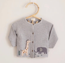 Load image into Gallery viewer, Organic Cotton Animal Safari Cardigan, Heather Grey
