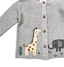 Load image into Gallery viewer, Organic Cotton Animal Safari Cardigan, Heather Grey
