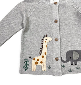 Organic Cotton Animal Safari Cardigan, Heather Grey