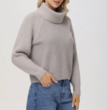 Load image into Gallery viewer, McKenzie Sweater with Removable Turtleneck Collar (Taupe, Sea Salt)
