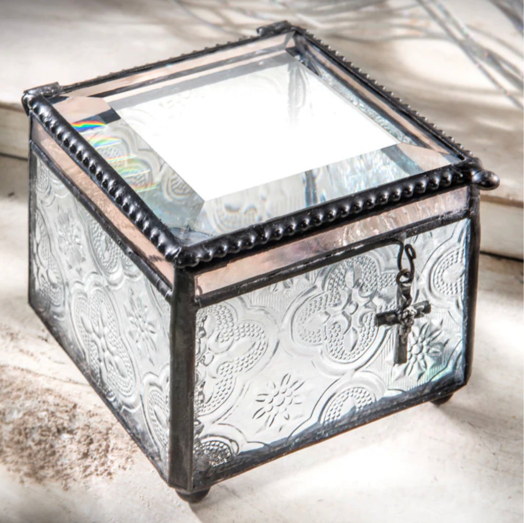 Keepsake Cross Glass Jewelry Box