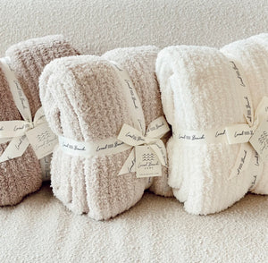 Local Beach Solid Ribbed Luxe Cozy Throw Blanket, Sand