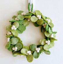 Load image into Gallery viewer, Felt Mistletoe Wreath, 9" (LAST ONE)
