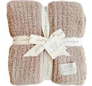 Local Beach Solid Ribbed Luxe Cozy Throw Blanket, Taupe