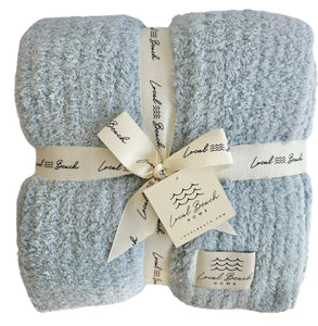 Local Beach Solid Ribbed Luxe Cozy Throw Blanket, Blue