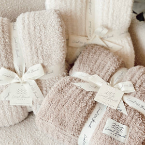 Local Beach Solid Ribbed Luxe Cozy Throw Blanket, Taupe