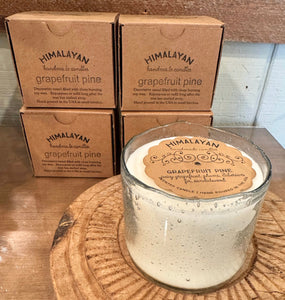 Himalayan Artisan Glass Tumbler Candle (Ginger Patchouli, Grapefruit Pine)
