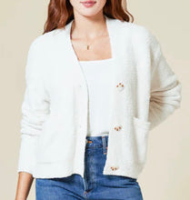 Load image into Gallery viewer, Marshmallow Fleece Cropped Cardigan, Almond
