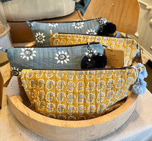 Load image into Gallery viewer, Sunburst Hand Block Printed Makeup Pouch, Dark Honey
