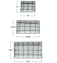 Load image into Gallery viewer, Stoneware Trays with Grid Pattern, Set of 3
