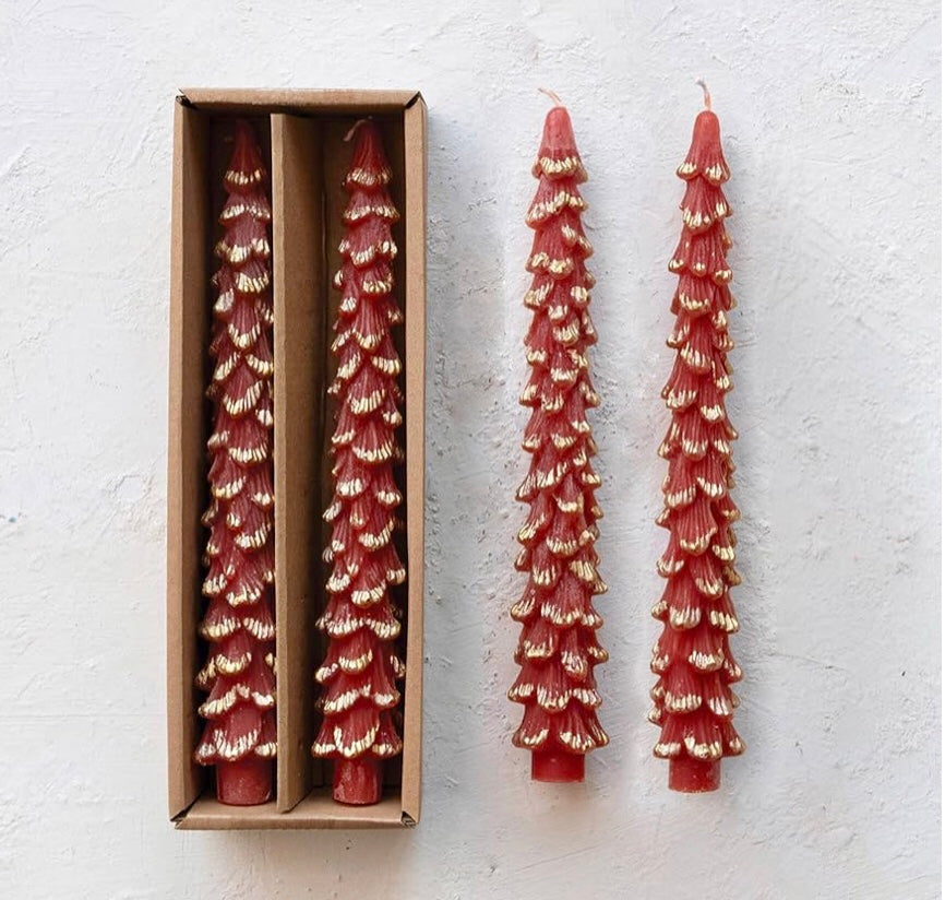 Tree Taper Candles Set, Berry
