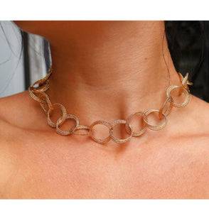 Cristina V Etched Circle Chain Necklace