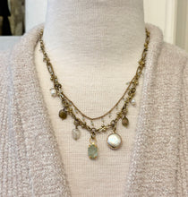 Load image into Gallery viewer, Double Strand Aquamarine &amp; Pearl Charm Necklace
