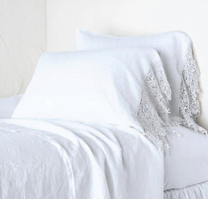 IN STOCK Bella Notte Linens Frida Pillowcase, White, Sterling (Retired Color)