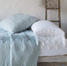 Load image into Gallery viewer, IN STOCK Bella Notte Linens Frida Pillowcase, White, Sterling (Retired Color)
