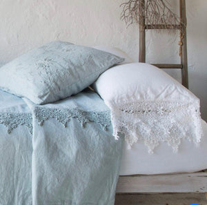 IN STOCK Bella Notte Linens Frida Pillowcase, White, Sterling (Retired Color)